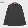 Men's Chinese Style Long-Sleeve Tang Suit Jacket - Cotton Linen Hanfu for Youth and Seniors, Spring/Autumn
