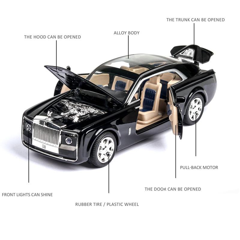 1/24 Rolls Royce Phantom Car Model Metal Model Car Alloy Die-casting Car Children's Toy Gift Collectibles Free Shipping