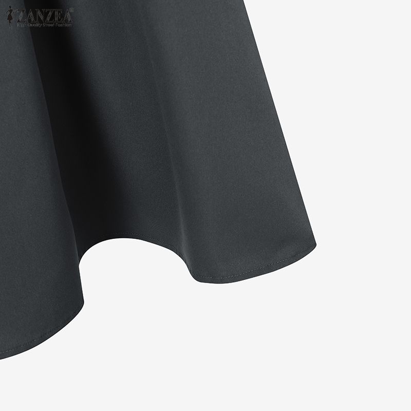 ZANZEA Damska Bluzka z Długim Rękawem i Spódnice Casualowe Zestawy Dwuczęściowe