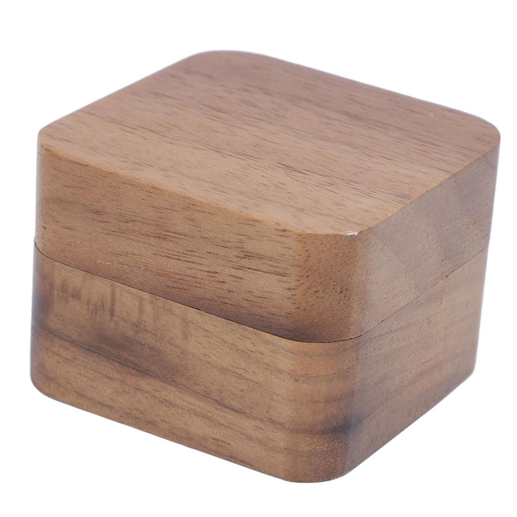 Ring Holder Box 5.5cm Square Walnut Wood Magnetic Closure Portable Jewelry Ring Case for Wedding