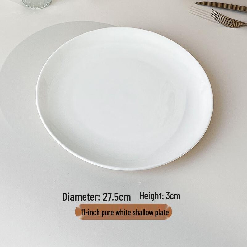 Morona 11-Inch Round Ceramic Shallow Dinner Plates (Set of 10)