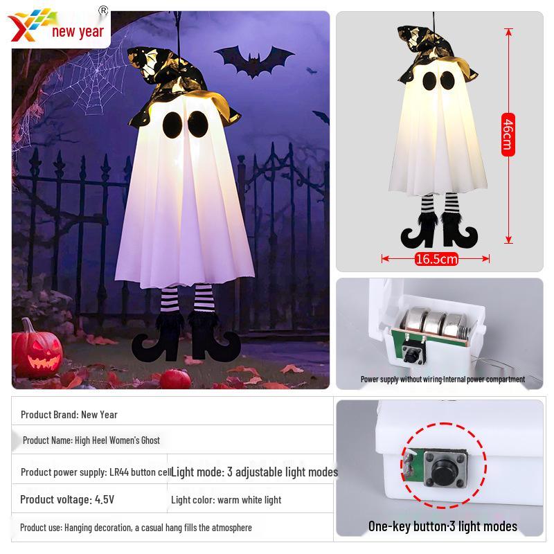LED Halloween Ghost Hanging Light - DIY Decoration for Indoor Party Atmosphere