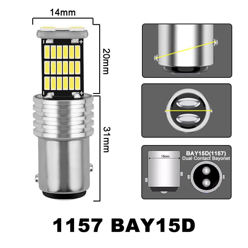 2 PCS P21/5W 1156 BA15S 1157 BAY15D 1157 LED Bulb Canbus 12V 4014 SMD 7000K White Car Tail Reverse Stop Brake Turn Signal Lights