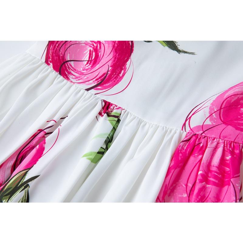 Summer Women Vintage Print Long Midi Elegant Party Dresses