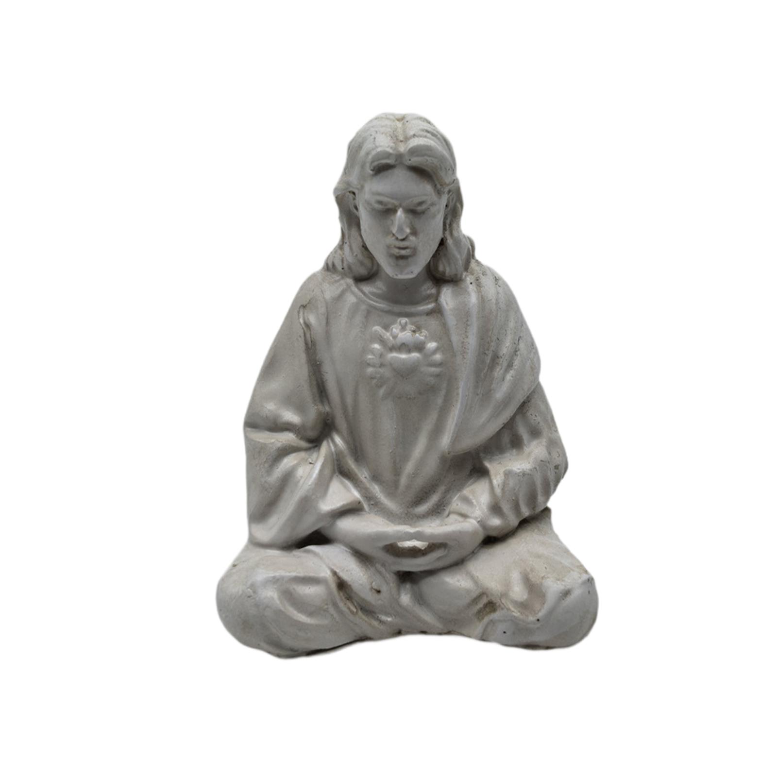 

1x Creative Meditating Jesus Figurine Collection Desktop Decoration Unique Handicraft Priest Statue for Home Living Room Display