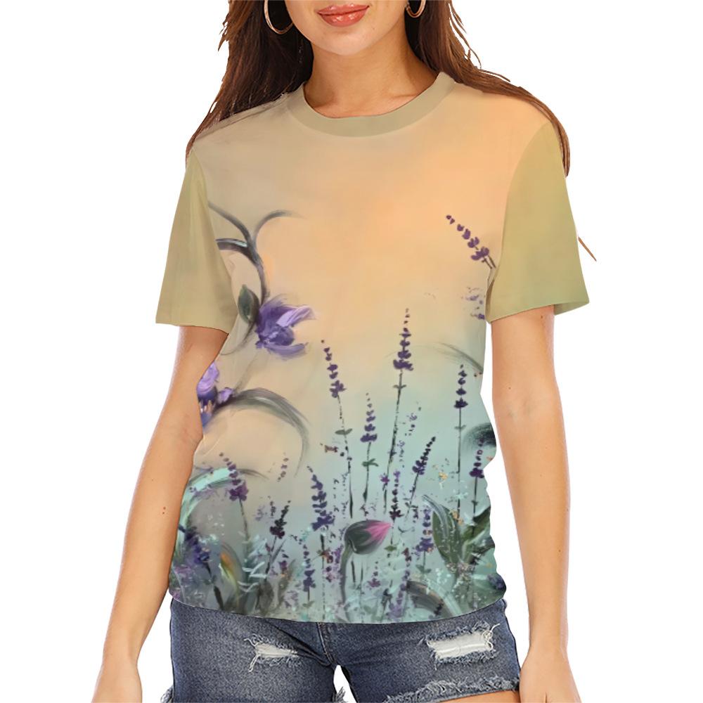 

Летняя мода женский топ растение цветок 3D принт повседневная футболка 6XL