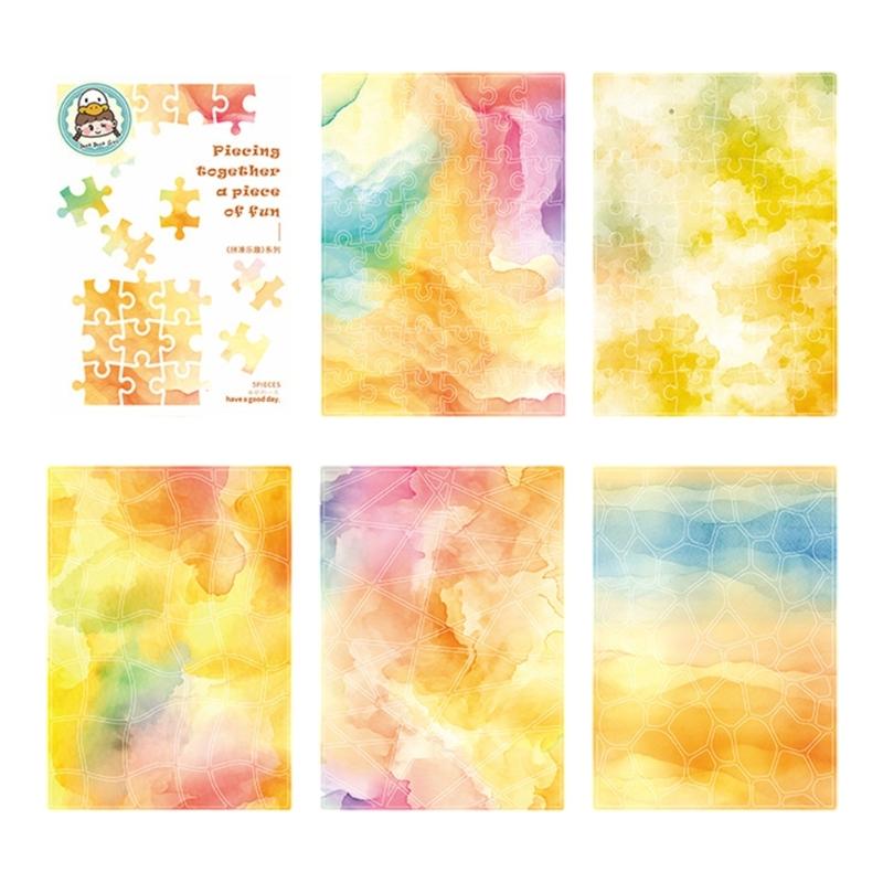 

5Pcs Scrapbooking Decorative Paper Adhesive Watercolor Sticker for Craft Notebook Journal Laptop Photo Album Pakcaging