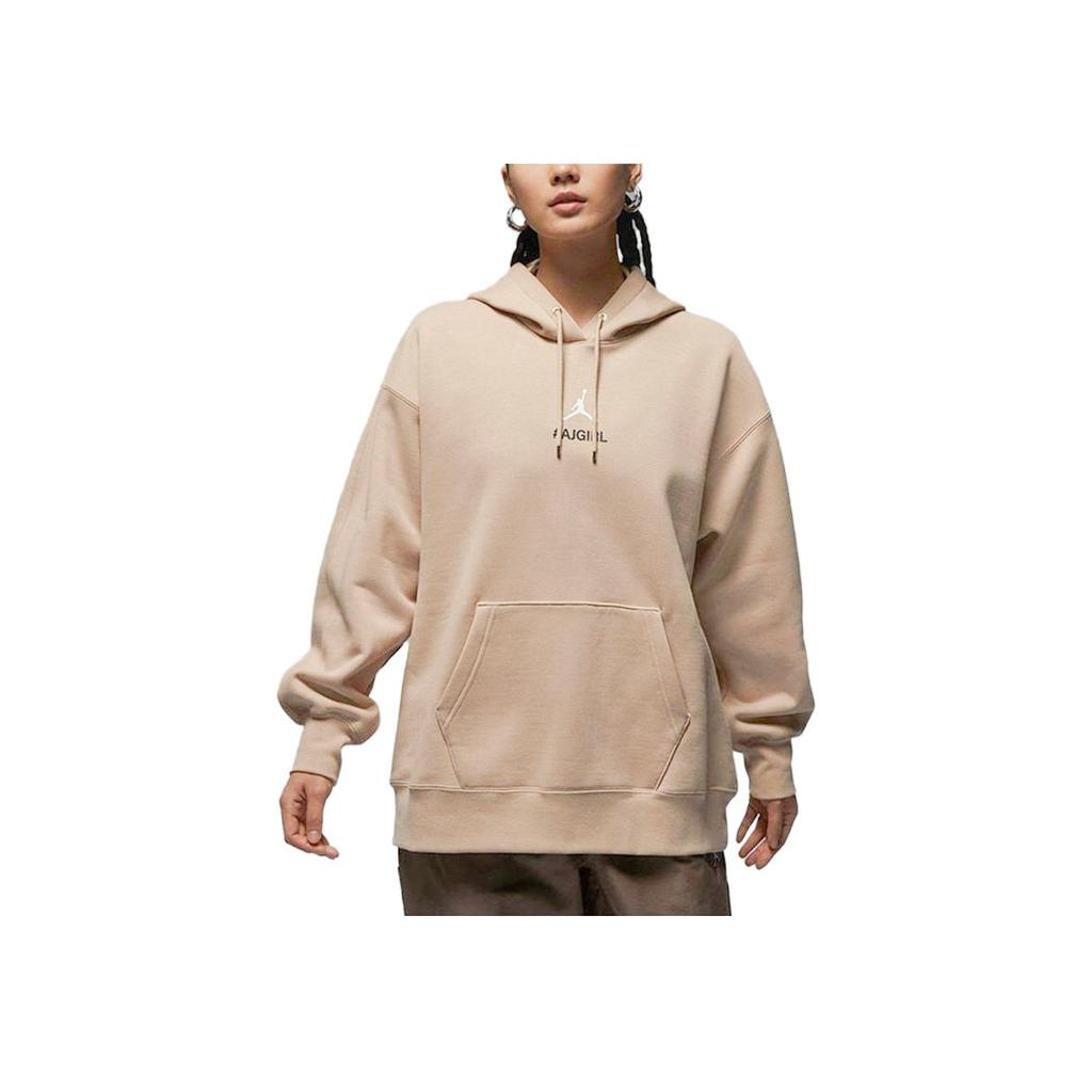 Jordan AS W AJ Girl Verbiage Moletom Casual Forrado com Lã Feminino Tops Cáqui FZ4334-221