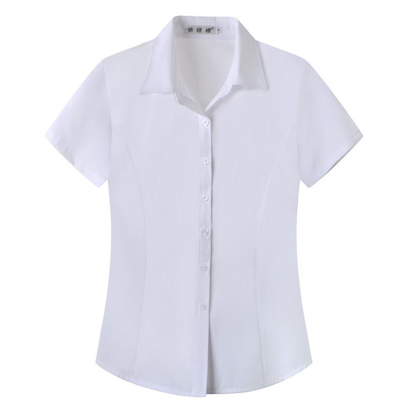 

Women s Short-sleeved Slim-fitting White Large Size Business Wear Short-sleeved Women Shirt Women Tops Blouse Women 4XL білий