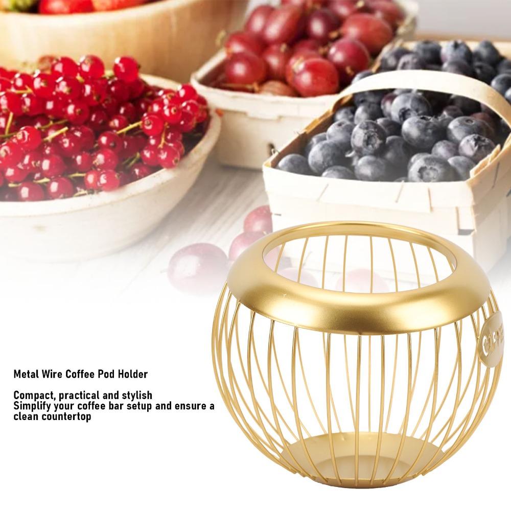 Large Capacity Coffee Pod Storage Basket Wire Basket Metal Coffee Pod Organizer Coffee Bar Counter