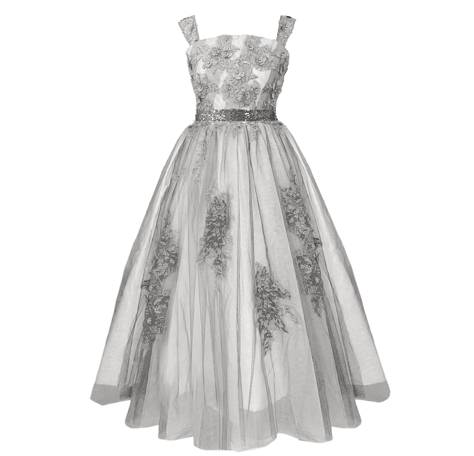 

OWIEOW Торжественный Фортепианный Концерт Торжественное Длинное Вечернее Элегантное Юношеское Концертное Платье Размер Платье для Девочек, Детское Платье, Платье, Платье, Платье, (Серый, 140) серый