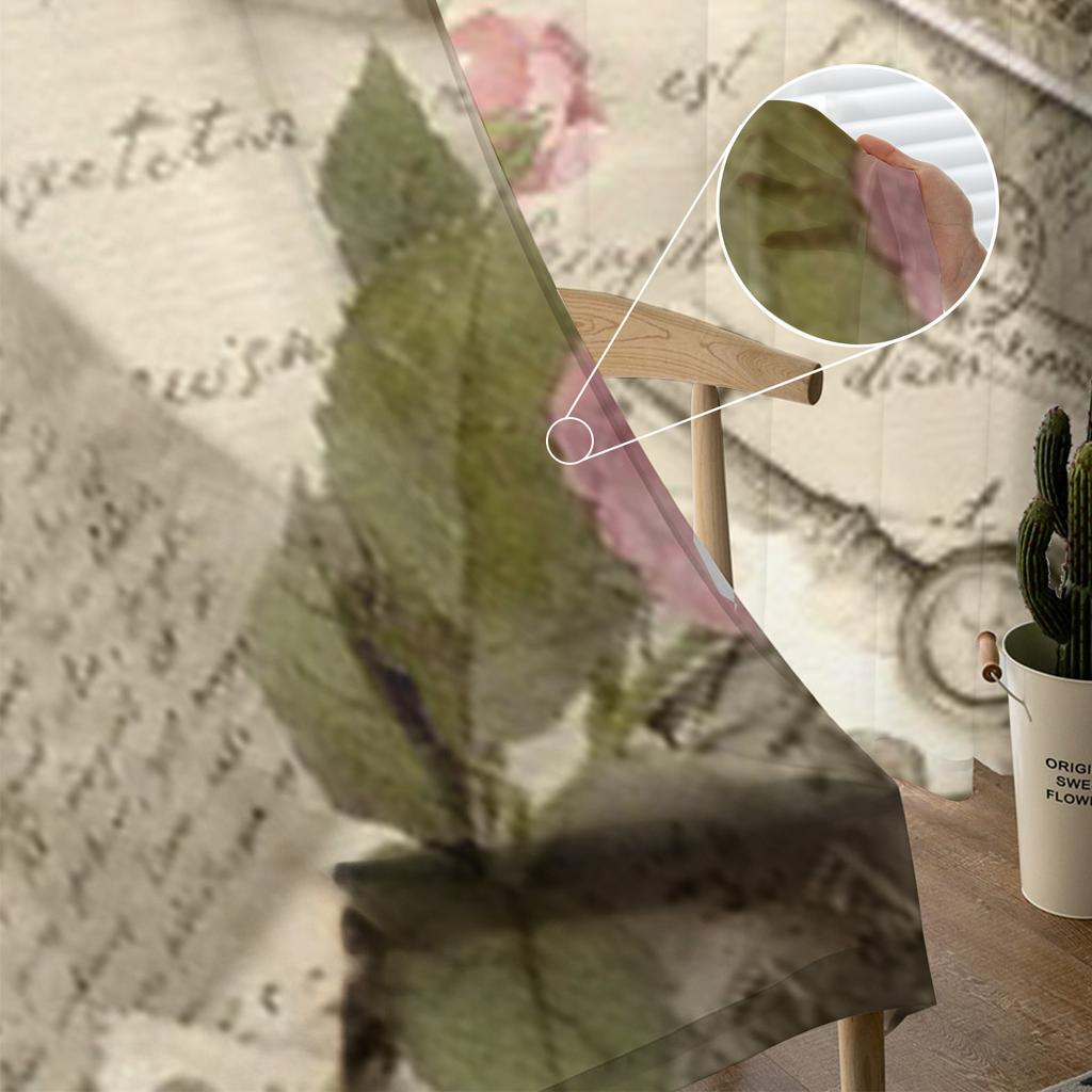 Vintage Alte Papier Gardinen für Wohnzimmer Transparent Tüll Fenster Behandlungen Schlafzimmer Küche Home Decor Schleier Vorhänge