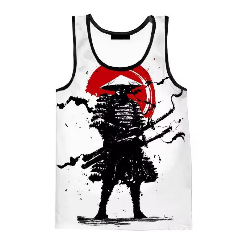 

Летние японские самурайские майки-борцовки с 3D-принтом, мужская повседневная модная уличная одежда, жилет, майка-борцовка без рукавов оверсайз, одежда для тренажерного зала для мужчин 6XL