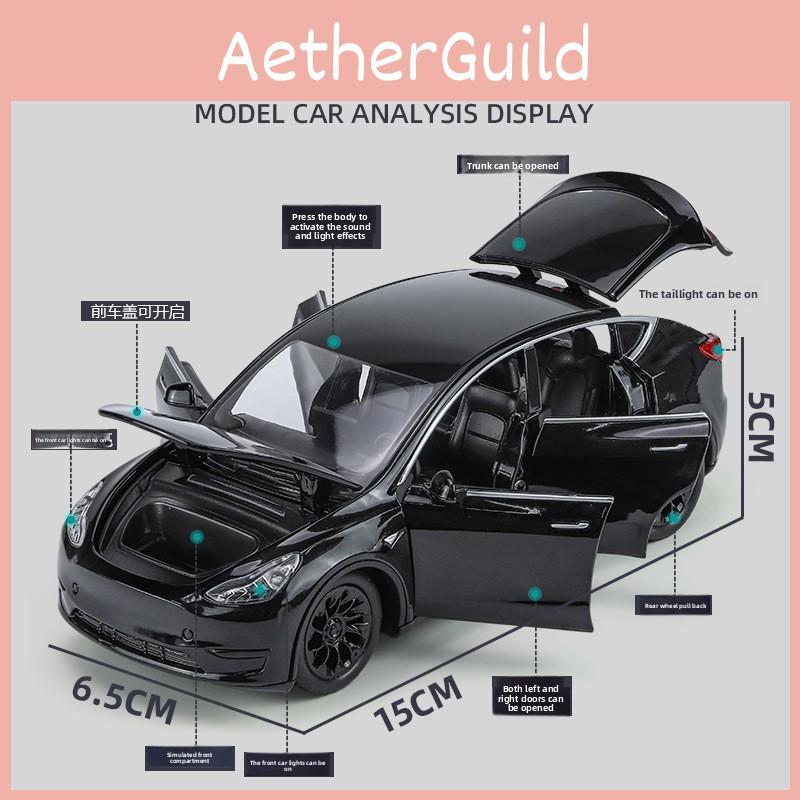 Alloy Model Car Tesla Model Y Collectible Toy With Sound And Light For Car Enthusiasts