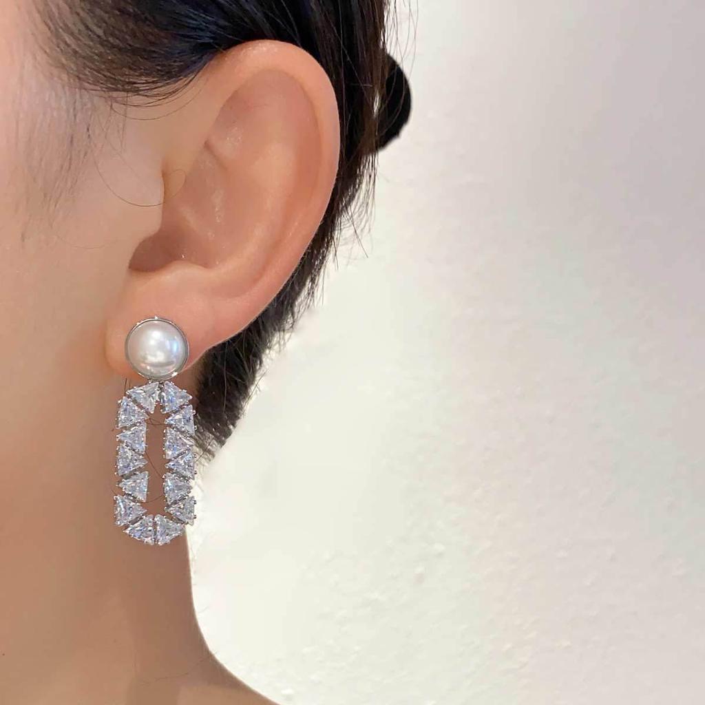 Geometric Triangle Earrings With Diamonds High-End Earrings Fashion Temperament Party Dinner Dress Versatile Earrings