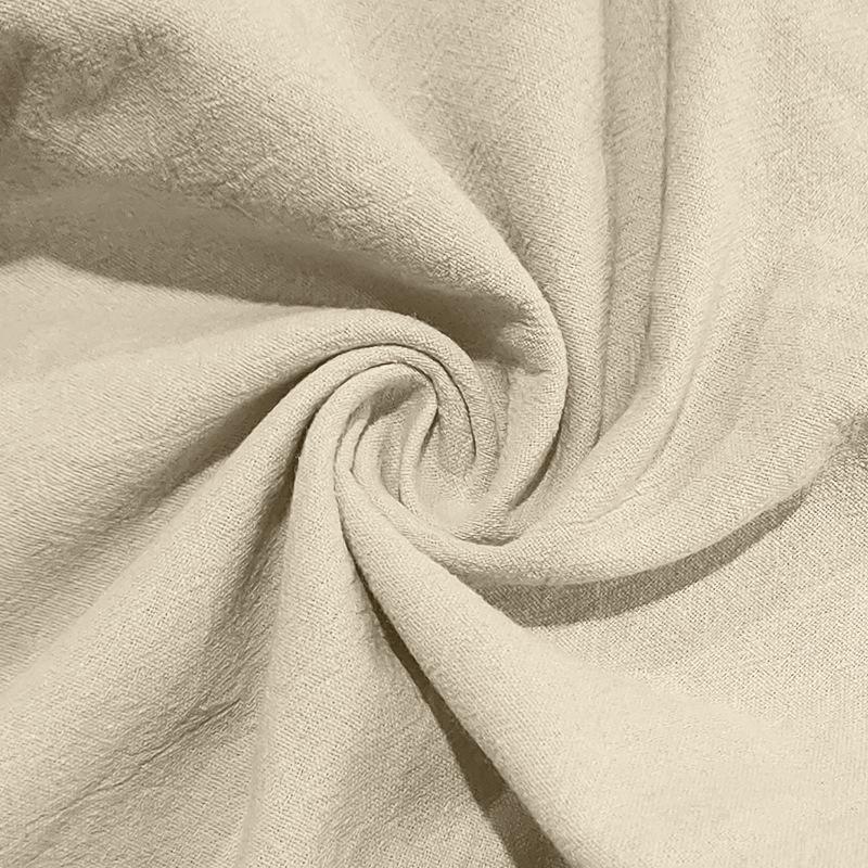 Men's Beige Textured Linen Blend Beach Pants, Casual Drawstring Elastic Waist Loose Fit Trousers