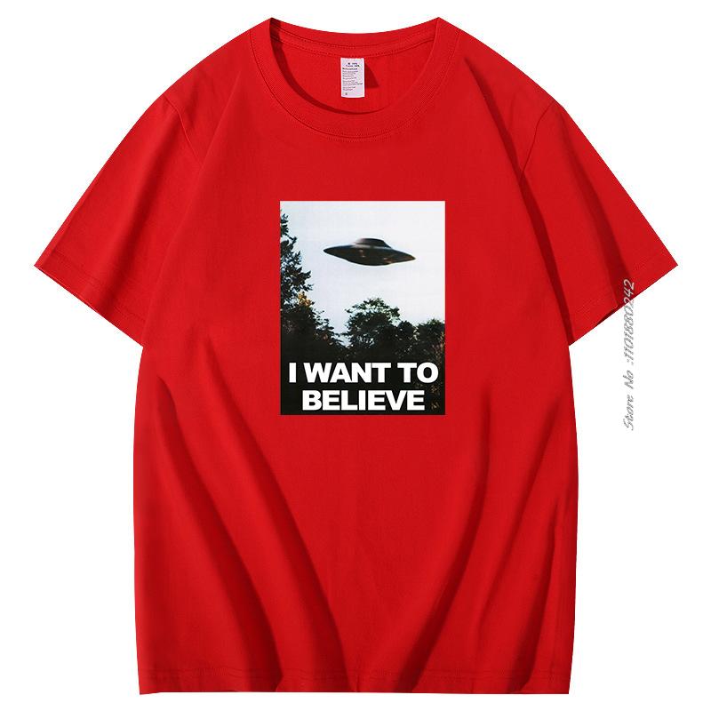 X The Files I Want To Believe Graphic T Shirts Novelty Cotton Short Sleeve Tshirt Aliens Ufo Area 51 Tshirt Cool Funny T Shirts