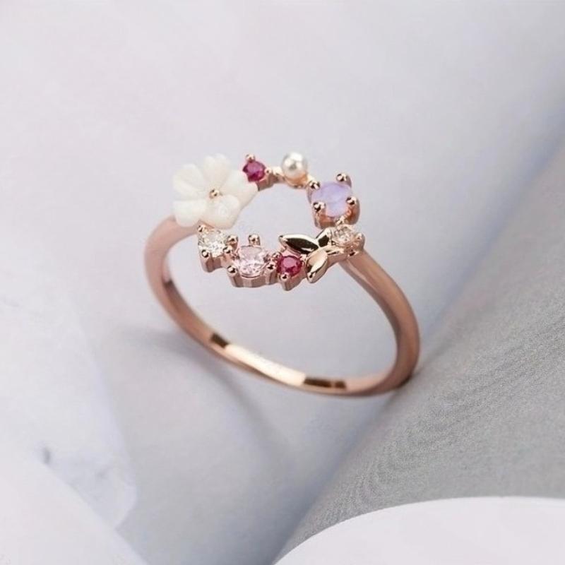 Nuovo Anello Personalizzato Creativo con Farfalle e Fiori per Donna Delicato Gioielli Accessori per Banchetti di Matrimonio Regalo