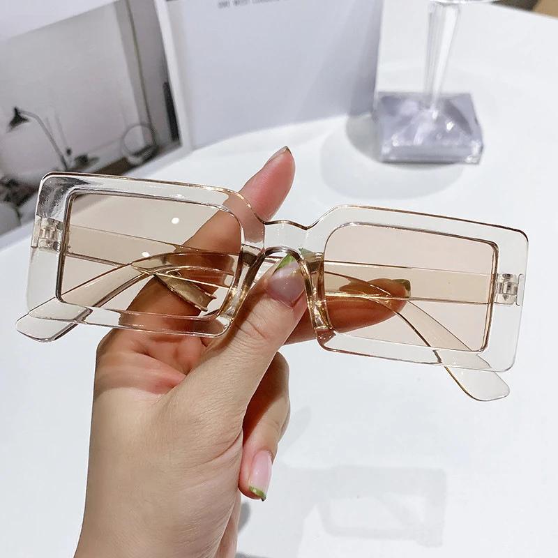 New Fashion Rectangle Sunglasses Women Jelly Color UV400 Y2k Travel Eyewear Summer Sun Glasses Oculos De Sol