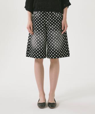 OCCUR Cotton Dot Pattern Washed Bermuda Shorts, Black