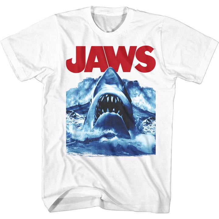 Jaws Mens T-Shirt White New Waves Official in 100% White Cotton Sizes SM5XL Unisex T-Shirt XXXL