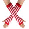 Long Striped Arm Warmers for Women Winter Long Fingerless Gloves Casual Knit Elbow Gloves with Thumb Hole