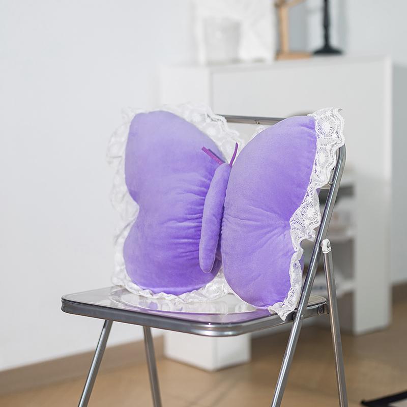 Butterfly Lace Pillow Butterfly Shaped Decorative Pillow For Sofa Couch Bed Plush Velvet Lumbar Support Cushion For Office Chair