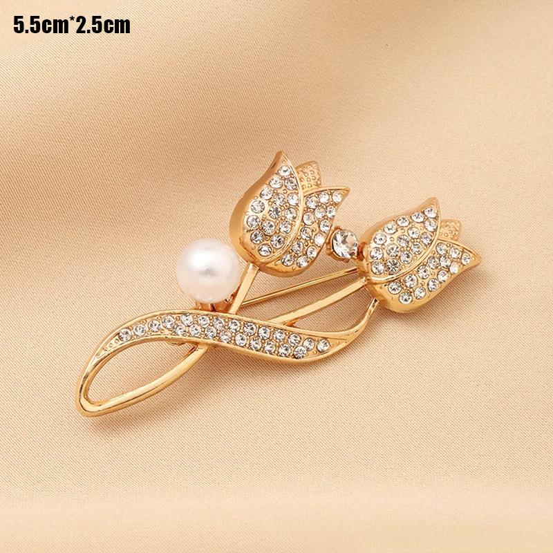 Pearl Tulip Small Western-Style Ornaments Single-Stitch Brooch Mourning Brooch For Women