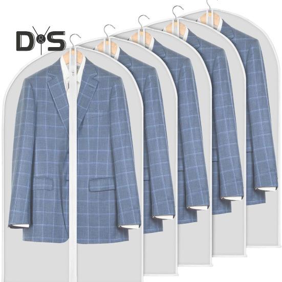 5/10Pcs Garment Bags with Zipper Translucent Suit Bags Reusable Washable Wardrobe Organization Clothes Hanging Bags