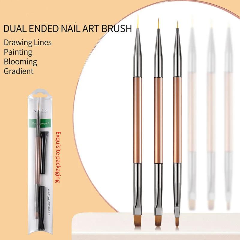 Manicure Brushes Dual Use Gel Gradient Brush Pinceles Ultra Thin Line Drawing Pen Dual End Nail Art Design Painting Tools