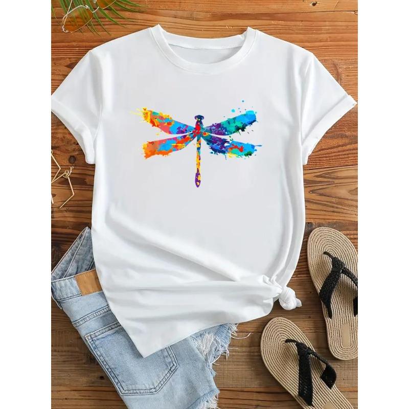 (European Size) 90s Clothing Casual Lovely Style Cute Trend Tshirt Women Short Sleeve Fashion Print Lady Tee Top Female Graphic T-shirts