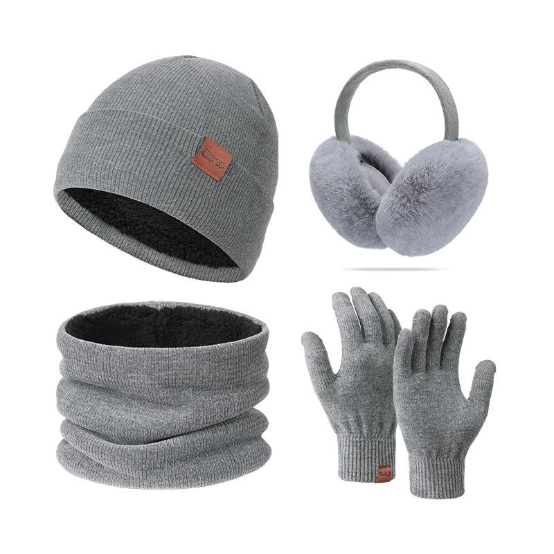 Winter Hat Scarf Gloves Socks Warm Four Piece Set Thickened Wool Socks Knitted Cold Proof Set