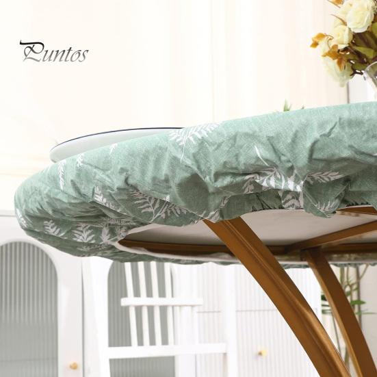 Elastiskt bordsöverdrag Nordic Style Lövtryck rund form med flanellunderlag Anti-halk Lättskött Vattentätt bordsskydd Banketter Fest