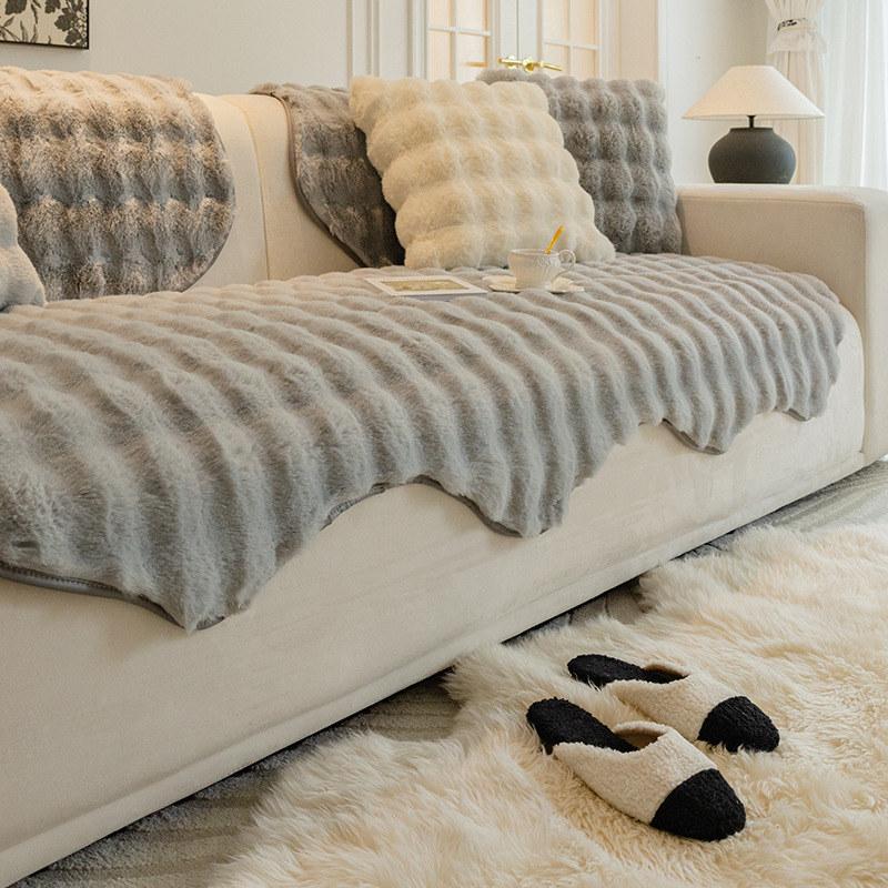 Thick Faux Rabbit Fur Sofa Covers, Luxury Couch Cover, Ultra-soft, Warm, Non-slip, Armchair, Furniture Slipcover, 2, 3 Seaters