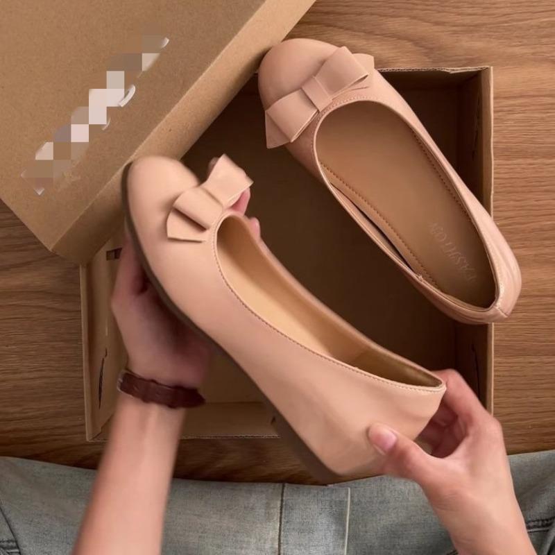 Retro bow flat Mary Jane shoes women's new autumn with skirt one pedal Doudou single shoes