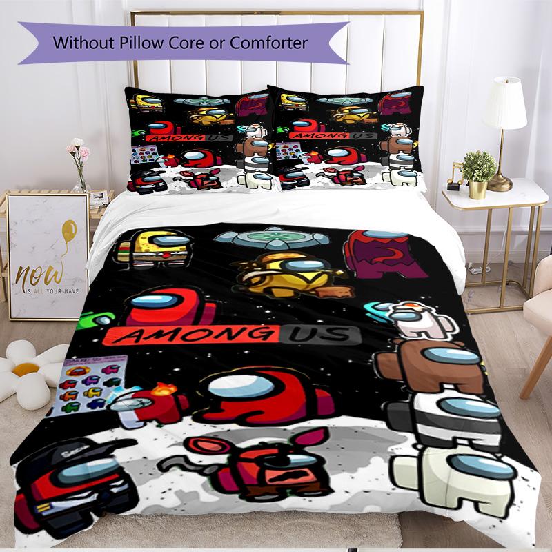 3pcs Duvet Cover Set (1*Duvet Cover + 2*Pillowcase, Without Core), Among Us Print Soft All‑Season Bedding Set, Home Bedroom Decor Gift