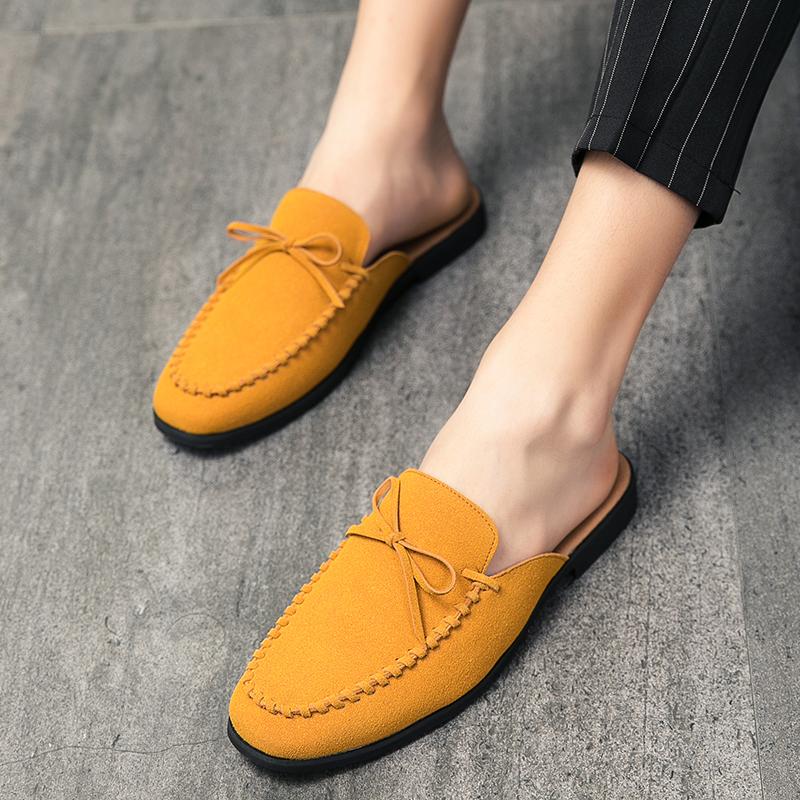 Italian Mens Slippers Suede Leather Loafers Moccasins Outdoor Sandals Male Casual Shoes for Men Summer Designer Brand Shoes 2024