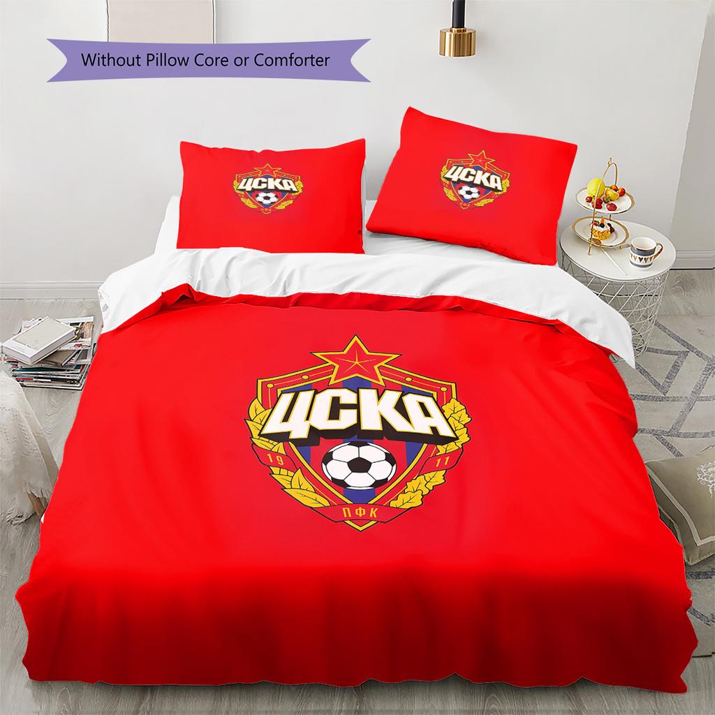 CSKA Moscow Football Club Pattern Bedding Quilt Set Home Decoration Gift (1 * duvet cover + 2 * pillowcase without core)