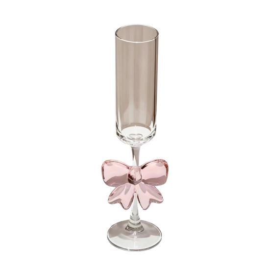 Yousheng Wine Glass Champagne Flutes with 3D Pink Butterfly Decoration Faux Crystal Glass Wedding Party Anniversary Wine Glasses