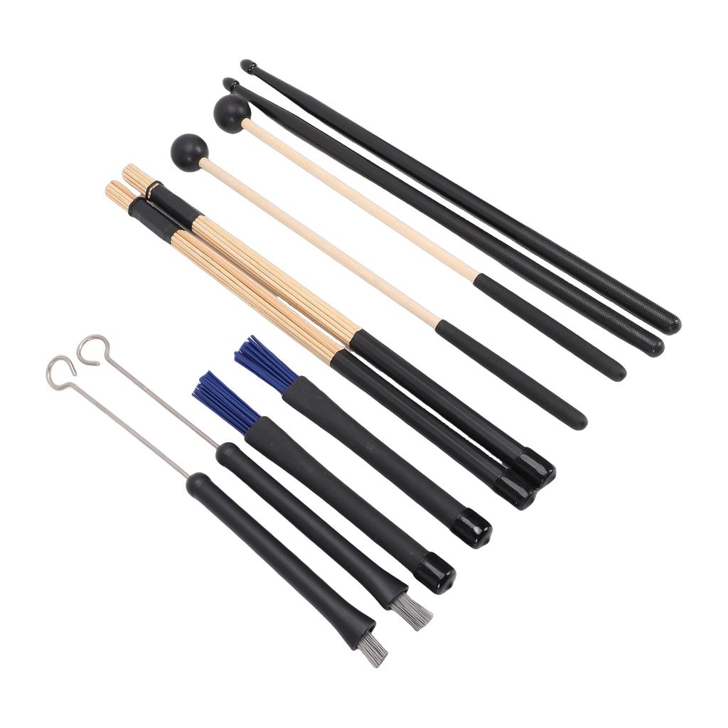 Drumstick Set 5 Pairs Drum Sticks Mallets Brushes with Oxford Cloth Bag for Practice Performance