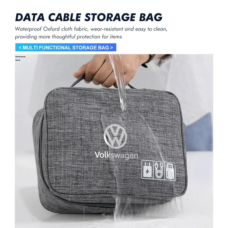 2026 Heiß Für Volkswagen VW Auto Reise USB-Kabel Aufbewahrungstasche Festplatten-Ladegerät Organizer Für Volkswagen Polo Jetta Sagitar Magota