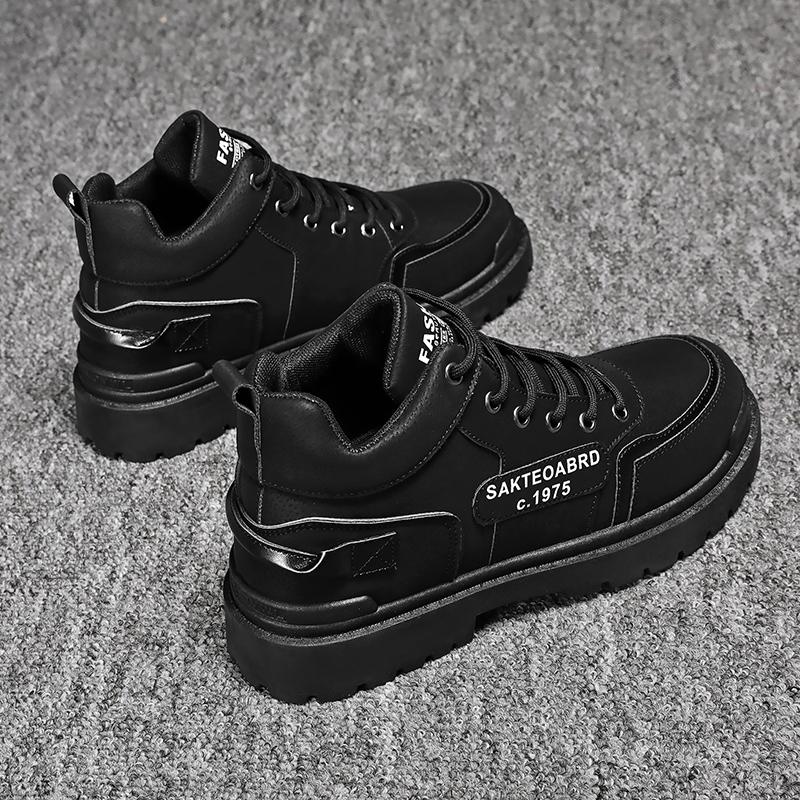 Nové trendy pánské podzimní zimní vycházkové pracovní boty Hithtop kožené skateboardové boty pro studenty ležérní martensky