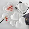 White Ceramic Heart Plate Delicate Salad Dessert Bowl Multi-Grid Snack Bowl Creative Peach Heart Cake Breakfast Plate Tableware