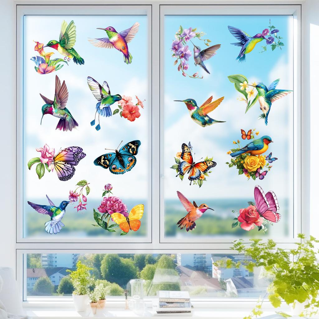 Hummingbird and Butterfly Theme Window Stickers for Living Room, Bedroom, Kitchen, Balcony and Glass Doors