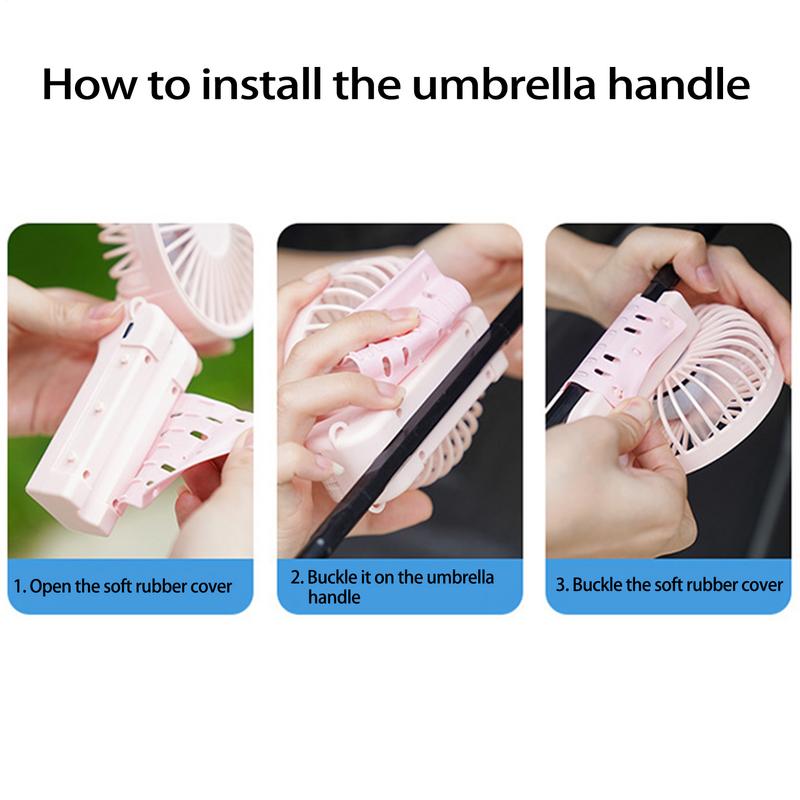 Portable Clip On Fan Adjustable Foldable Personal Fan Portable 3 Speeds Handheld Cooler Small Cooling Accessories For Umbrella