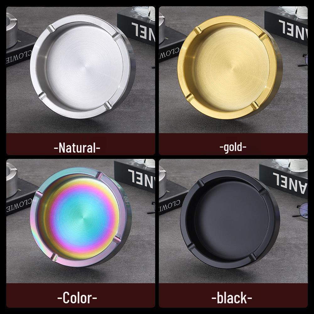 High-End Stainless Steel Ashtray for Home, Office, and Commercial Use - Creative, Large, and Drop-Proof