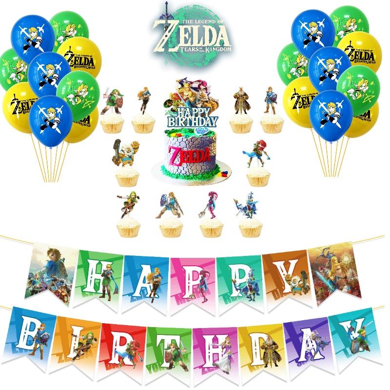 Legend Of Zelda Game Theme Balloon Banner Cake Toppers Set Party Decorations