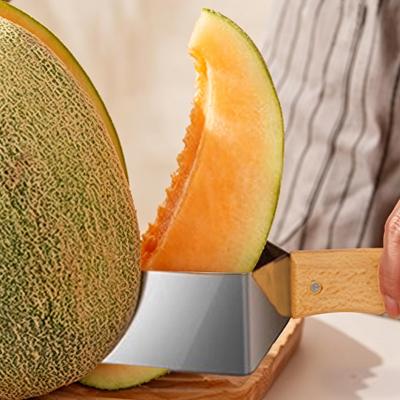 Watermelon Cutter Stainless Steel Fruit Slicer with Ergonomic Handle Quick Push Pull Melon Cutter Kitchen Gadget