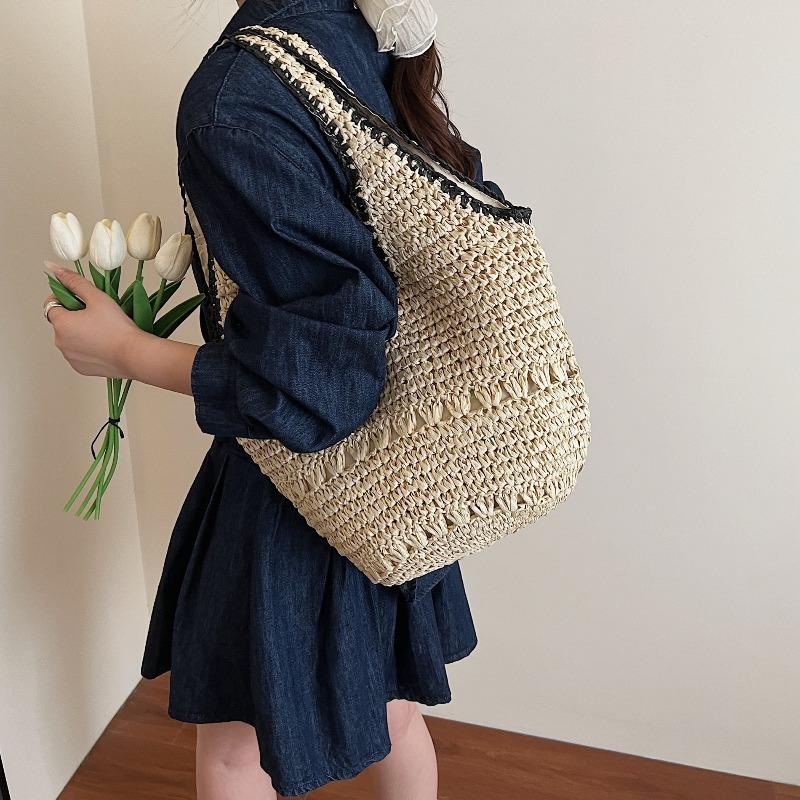 One-shoulder Straw Bag, New Hand-woven Bag, Large-capacity Tote Bag, Women's Seaside Beach Portable Beach Bag