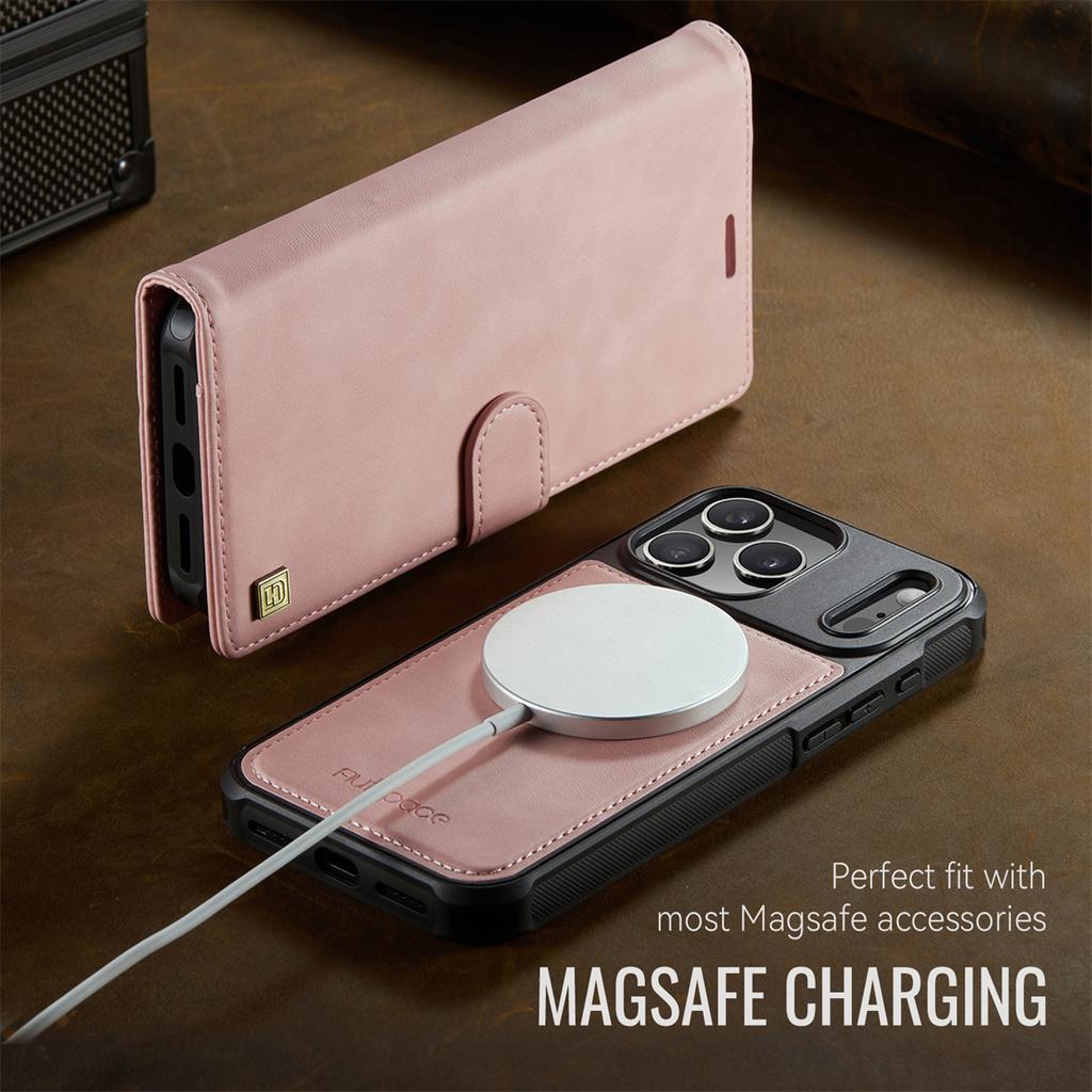 2-in-1 Magnetic Magnetic Detachable Wallet Case for iPhone 17/17 Pro/17 Max/17 Air - PU Leather, Card Slots, MagSafe Charging, 360° Protection
